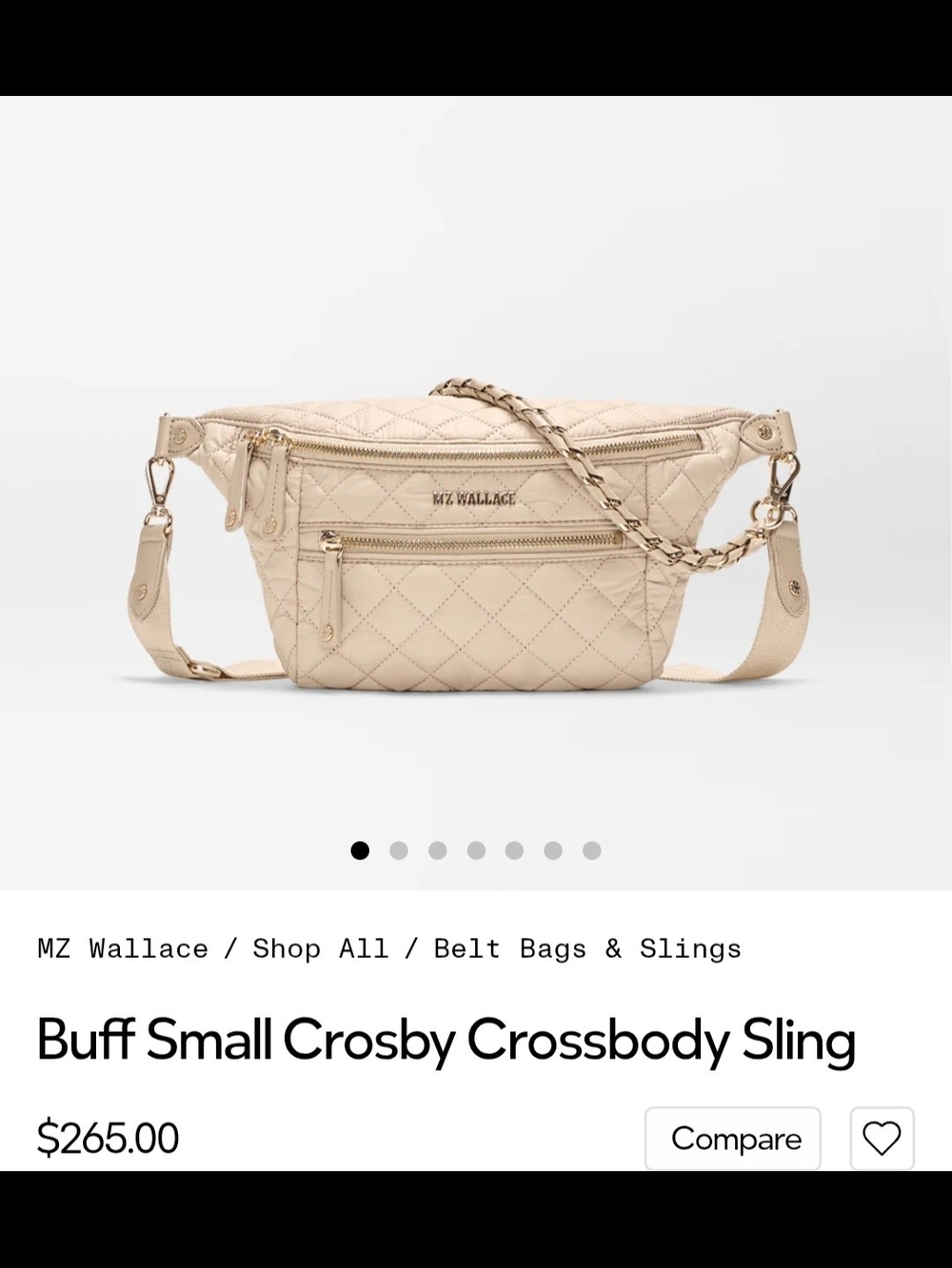 MZ Wallace Cream Quilted Crosby Crossbody Sling